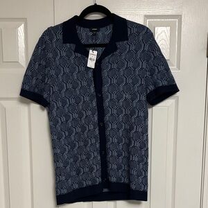 Express Men's Blue Geometric Short Sleeve Button Down Shirt Size Small